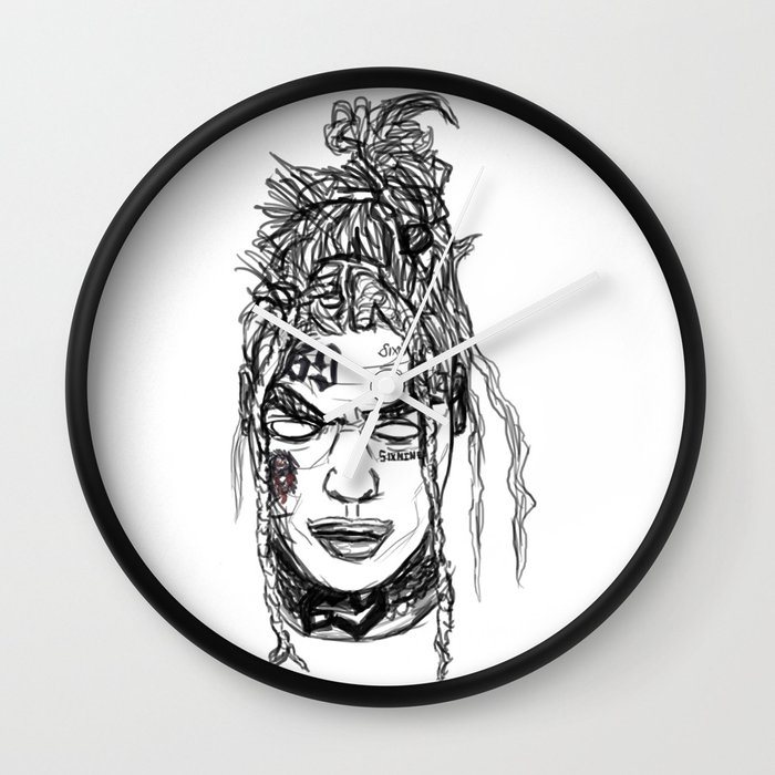 tekashi 6ix9ine black and white wall clock by raspberrytheartist tekashi 6ix9ine black and white wall clock by raspberrytheartist society6