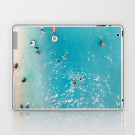 People Swimming In Ocean, Aerial Sea Photography, Aerial Beach, Beach Photography, Coastal Print Laptop Skin