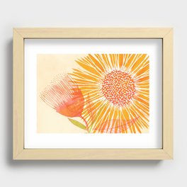 Bright Sunflower / Floral Illustration Recessed Framed Print
