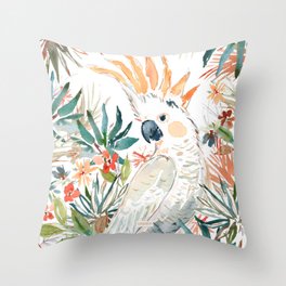CLEMENTINE the Citron-Crested Cockatoo Throw Pillow