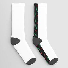 Christmas branches and stars - black Socks