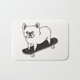 Skateboarding French Bulldog Bath Mat