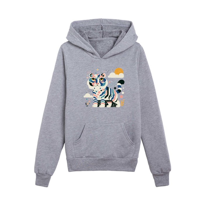 Sunset Stripes: Abstract Tiger Illustration Kids Pullover Hoodie