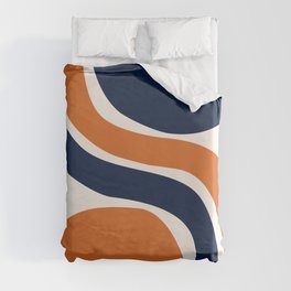 Abstract Shapes 66 in Vintage Orange and Navy Blue Duvet Cover