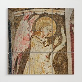 Angel Medieval Fresco Painting Wood Wall Art