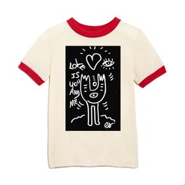 Love is You and Me Street Art Graffiti Black and White Kids T Shirt