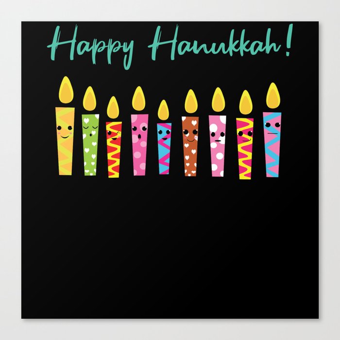 Cute Happy Hanukkah Candles Menorah Jewish Canvas Print
