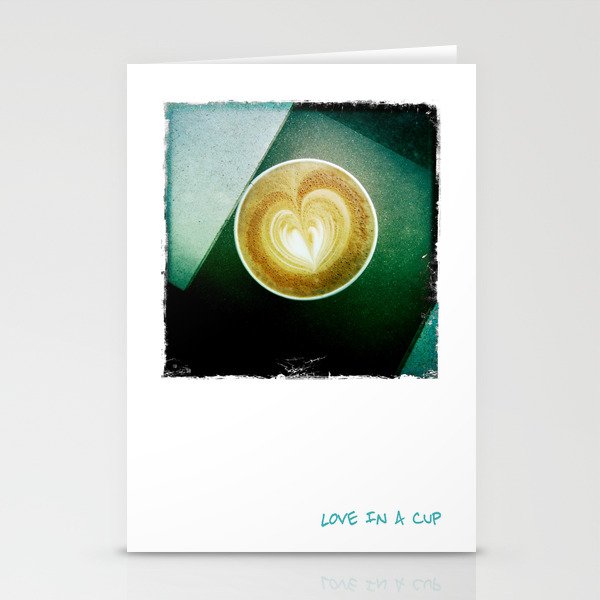 Heart-shaped foam in a latte -- C L A S S I C Stationery Cards