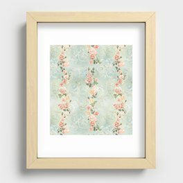 seamless, pattern, with delicate roses and monograms, shabby chic, retro. Recessed Framed Print