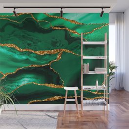 Abstract Green And Gold Emerald Marble Landscape  Wall Mural