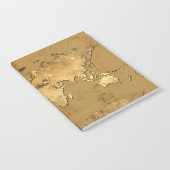world map marble gold 3 Notebook