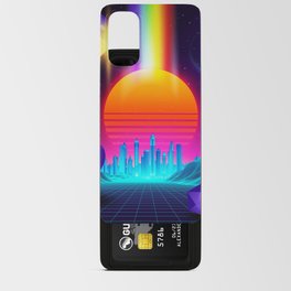 Neon sunset, city and sphere Android Card Case