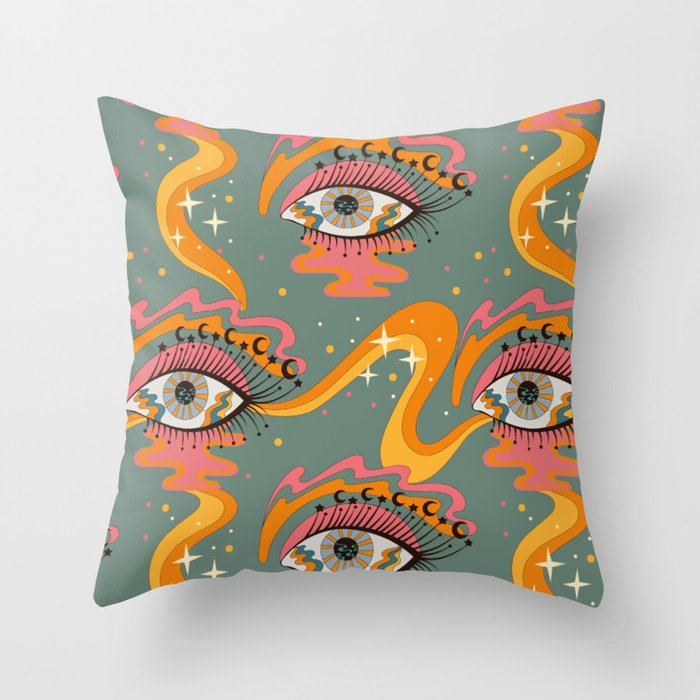 Cosmic Eye Retro 70s, 60s inspired psychedelic Throw Pillow