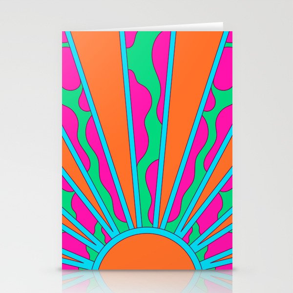 groovy retro neon sunset Stationery Cards