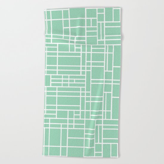 Map Outline Mint Beach Towel
