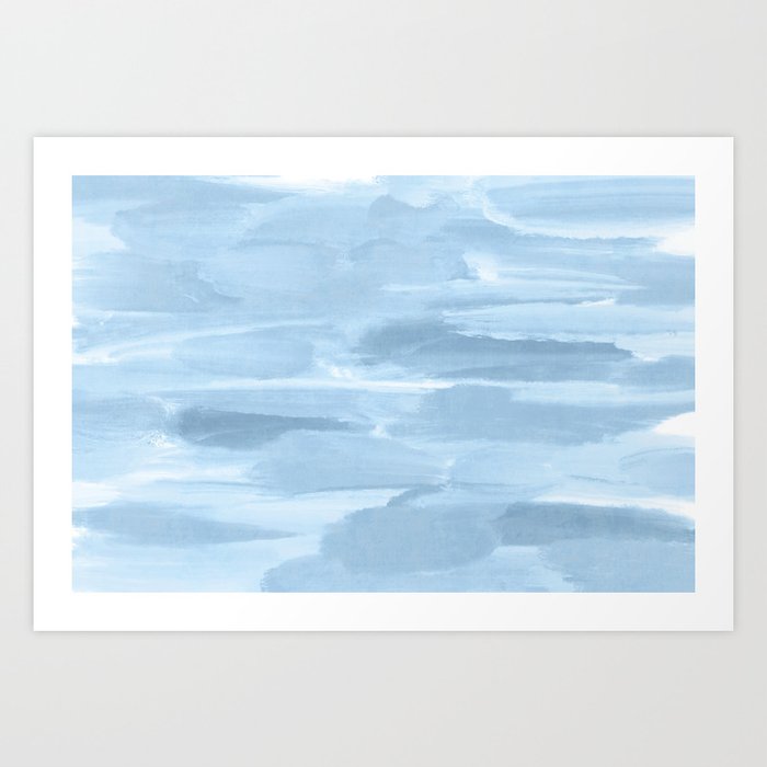 Abstract blue brush strokes Art Print