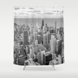 Chicago Skyscrapers Black and White Shower Curtain