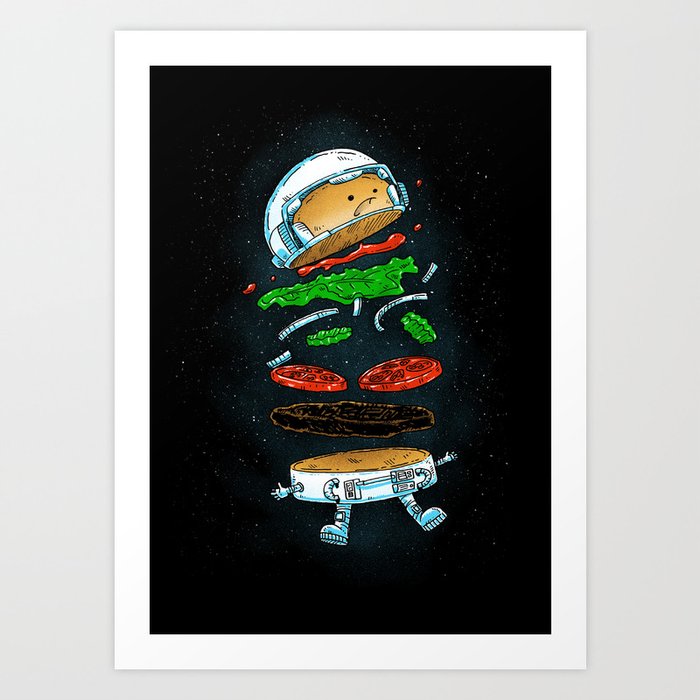 The Astronaut Burger Art Print