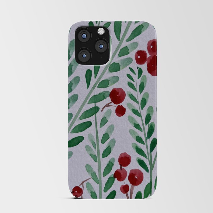 Christmas Holly Berries and Leaves iPhone Card Case