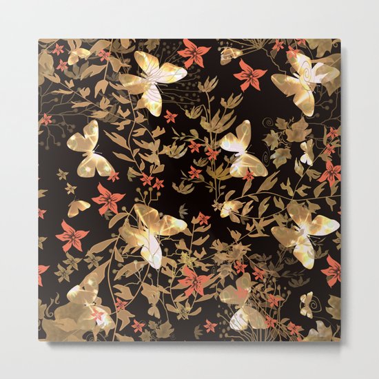 Golden butterfly in the night. Metal Print