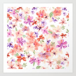 Loose abstract pastel watercolor flowers Art Print