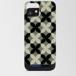 Geometric Flower Pattern 933 Sage Green Black and Beige iPhone Card Case