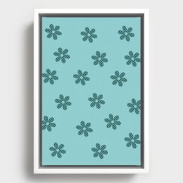 Checkered Flowers Pattern in Light Green & Green Framed Canvas
