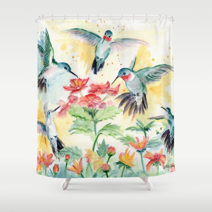 Hummingbird Party Shower Curtain