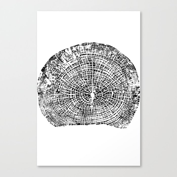 Unknown Stump - Tree ring ink woodblock print Canvas Print