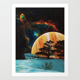Celestial Sky - Space Collage, Retro Futurism, Sci-Fi Art Print