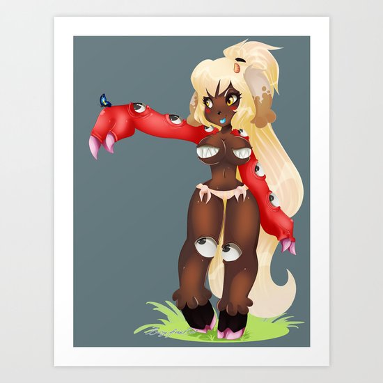 Lolola and the butterfly Art Print