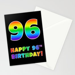 [ Thumbnail: HAPPY 96TH BIRTHDAY - Multicolored Rainbow Spectrum Gradient Stationery Cards ]