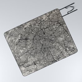 Paris Map - Black&White City Maps Picnic Blanket