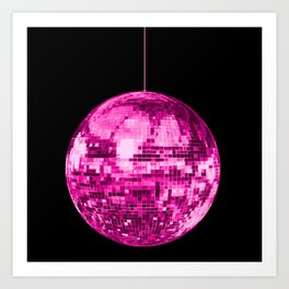 Pink Vintage Sparkling Disco Ball  Art Print