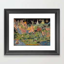 The land of make believe. Published by Jaro Hess 1930 Cornucopia of Fairy Tales Detailed Labeled Map Fun Magical Fantasy Art Framed Art Print