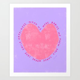 Minimal One Heart Love Painting Smile Happiness Happy - Let's Be Kind Together Art Print | Peace, Compassion, Inspirational, Positive, Kindness, Pink, Anti Bullying, Minimal, Anti Racism, Love 