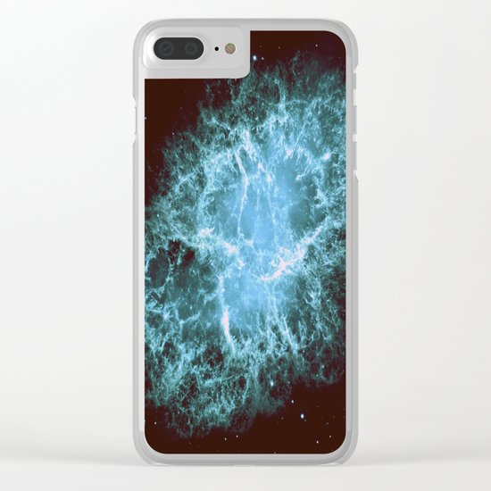 Crab Nebula Freshwater Blue teal Clear iPhone Case