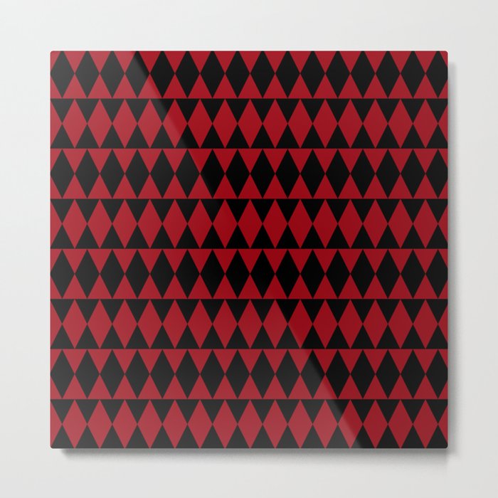 Christmas Red and Black Geometric Jester Triangles Metal Print