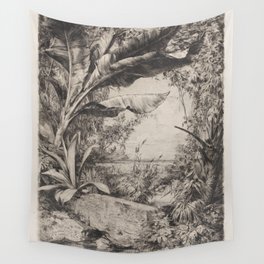Tropical Plants Vintage Landscape Wall Tapestry