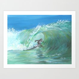 Surfing Sloth Ripcurl by Sonya Allen Art Print