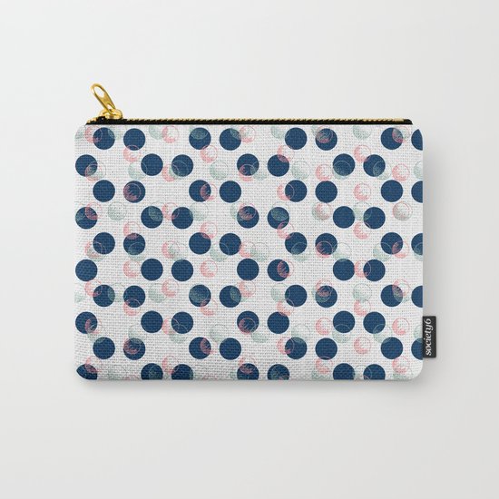 Blue Polka Dots And Scribbles Carry-All Pouch