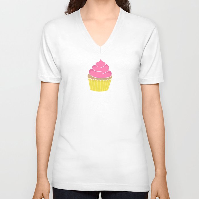 Pink Cupcakes with Frosting V Neck T Shirt