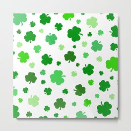 Green Shamrock Pattern Metal Print | Emeraldisles, Shamrocks, Irish, Green, Graphicdesign, Paddy, White, Graphic Design, Leaves, Leaf 