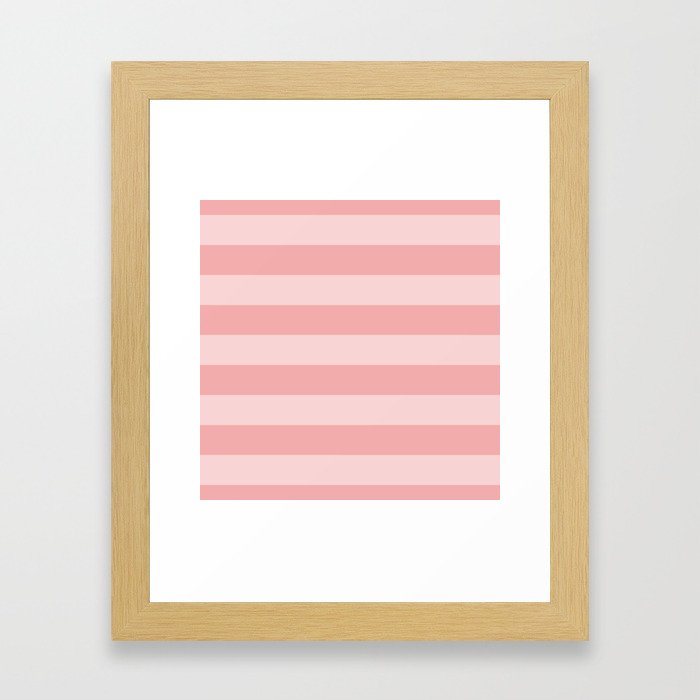Large Blush Pink Glossy Cabana Tent Stripes Framed Art Print