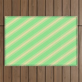 [ Thumbnail: Light Green and Pale Goldenrod Colored Lined/Striped Pattern Outdoor Rug ]