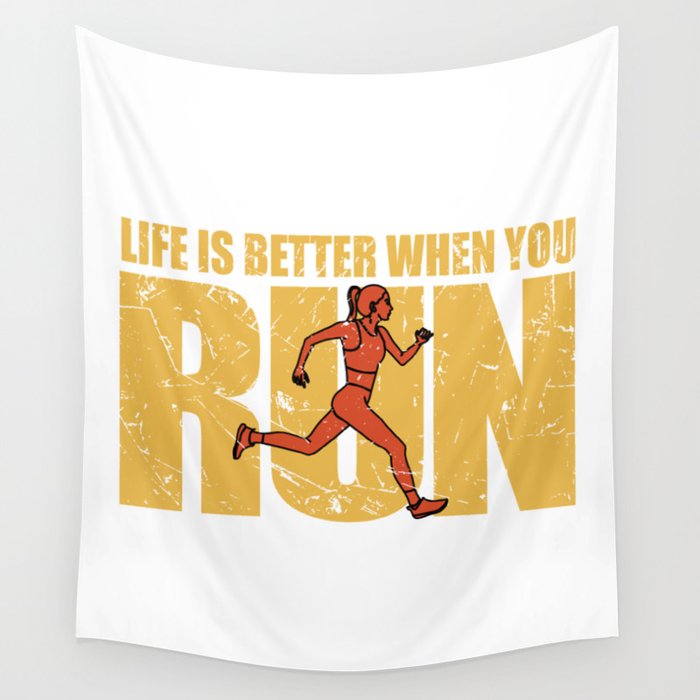 Life Is Better When You Run - Runner Girl Wall Tapestry