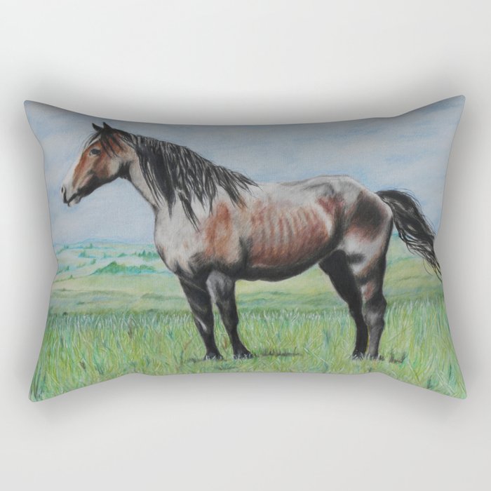 Snowy The Nokota Horse Rectangular Pillow