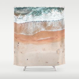 Beach Print, Aerial Beach, Bondi Beach, Aerial Photography, Ocean Waves, Waves Print, Sea Print Shower Curtain