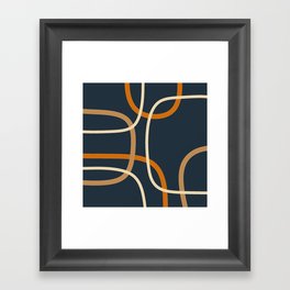 Abstract blue mid century shapes Framed Art Print