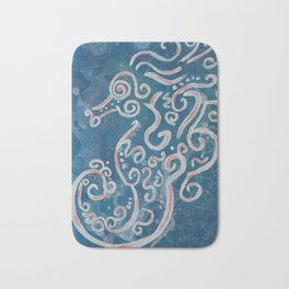 Sea Horse Bath Mat | Bubbles, Blue, Painting, Ocean, Seahorse, Abstract, Oceanlife, Acrylic, Lines, Patterns 